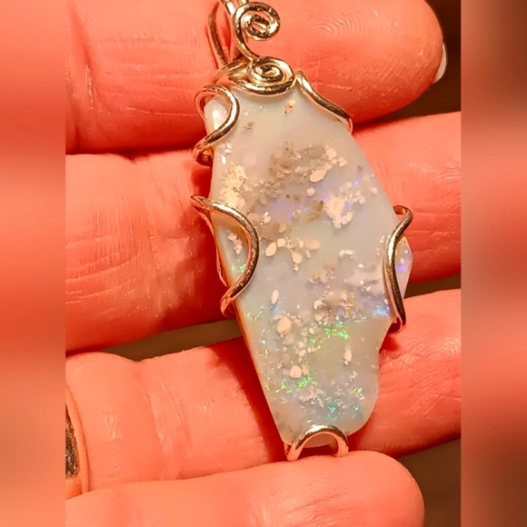Huge Australian Opal Pendant Sterling Silver - Picture 8 of 16